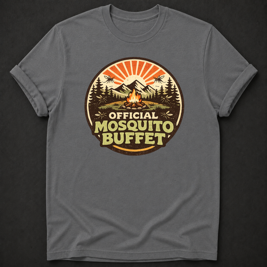 Official Mosquito Buffet T-Shirt - Funny Camping Campfire Graphic Tee