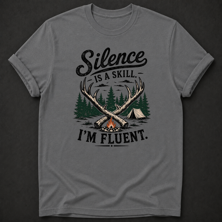 Silence Is A Skill I'm Fluent T-Shirt - Funny Camping Outdoor Graphic Tee