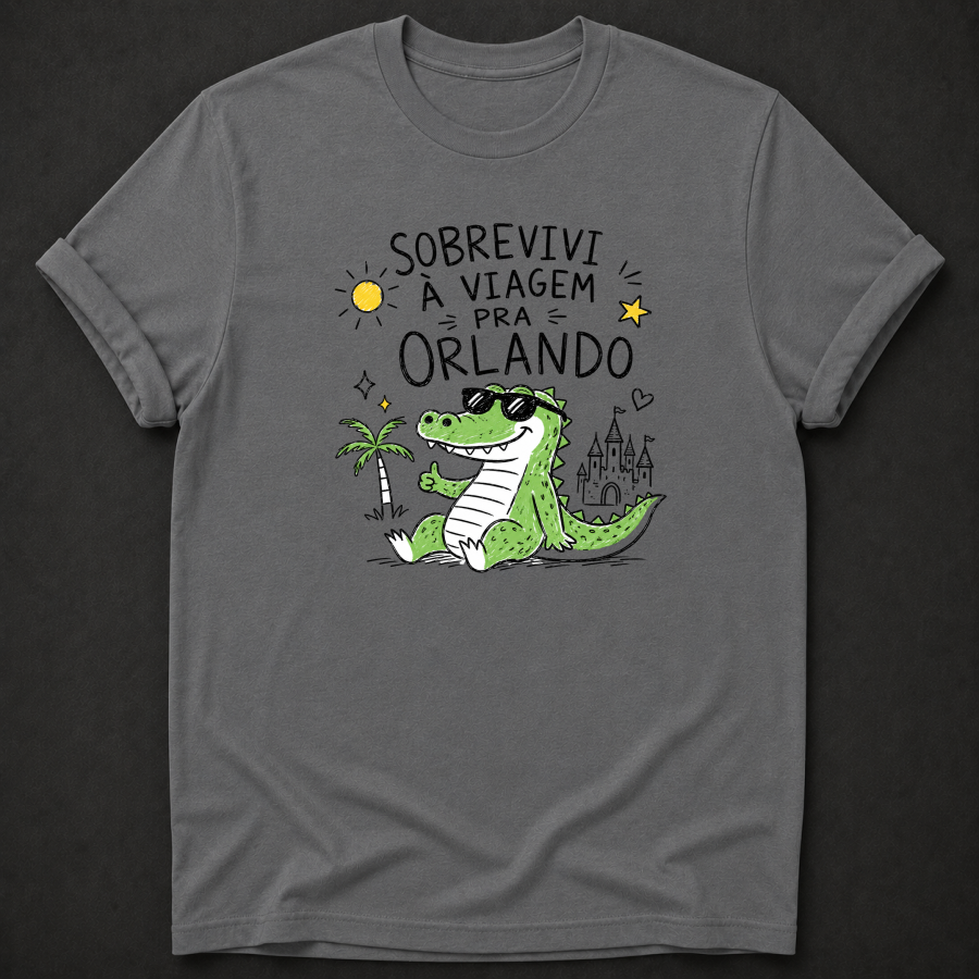 Sobrevivi à Viagem Pra Orlando T-Shirt - Camiseta Engraçada Jacaré Orlando
