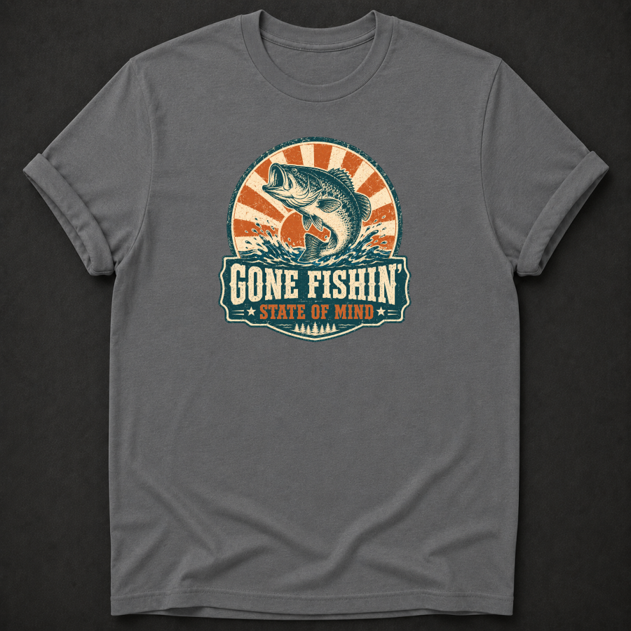 Gone Fishin' State of Mind T-Shirt – Vintage Retro Fishing Tee