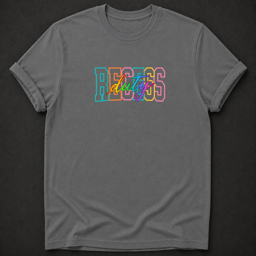 Recess Duty T-Shirt - Colorful Retro Teacher Graphic Tee