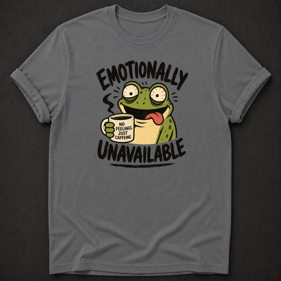 Emotionally Unavailable Frog T-Shirt – Funny Coffee Lover Tee