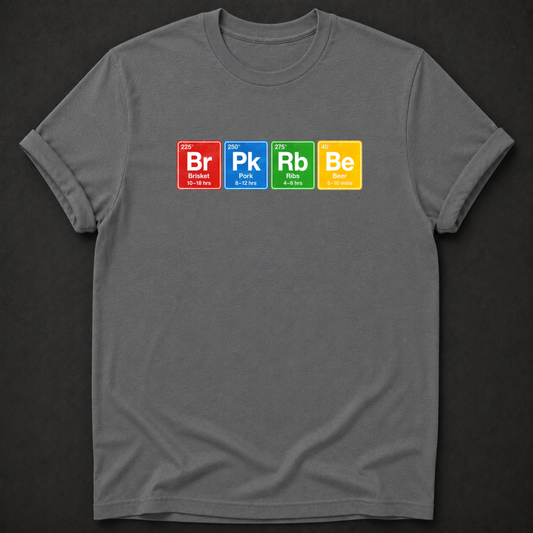 The BBQ Periodic Table Tee - funny science and grilling shirt