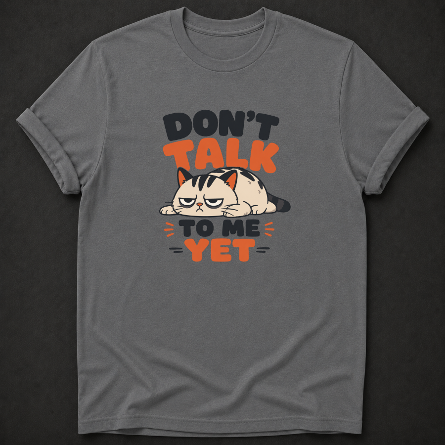 Don't Talk to Me Yet Grumpy Cat T-Shirt – Funny Moody Introvert Tee