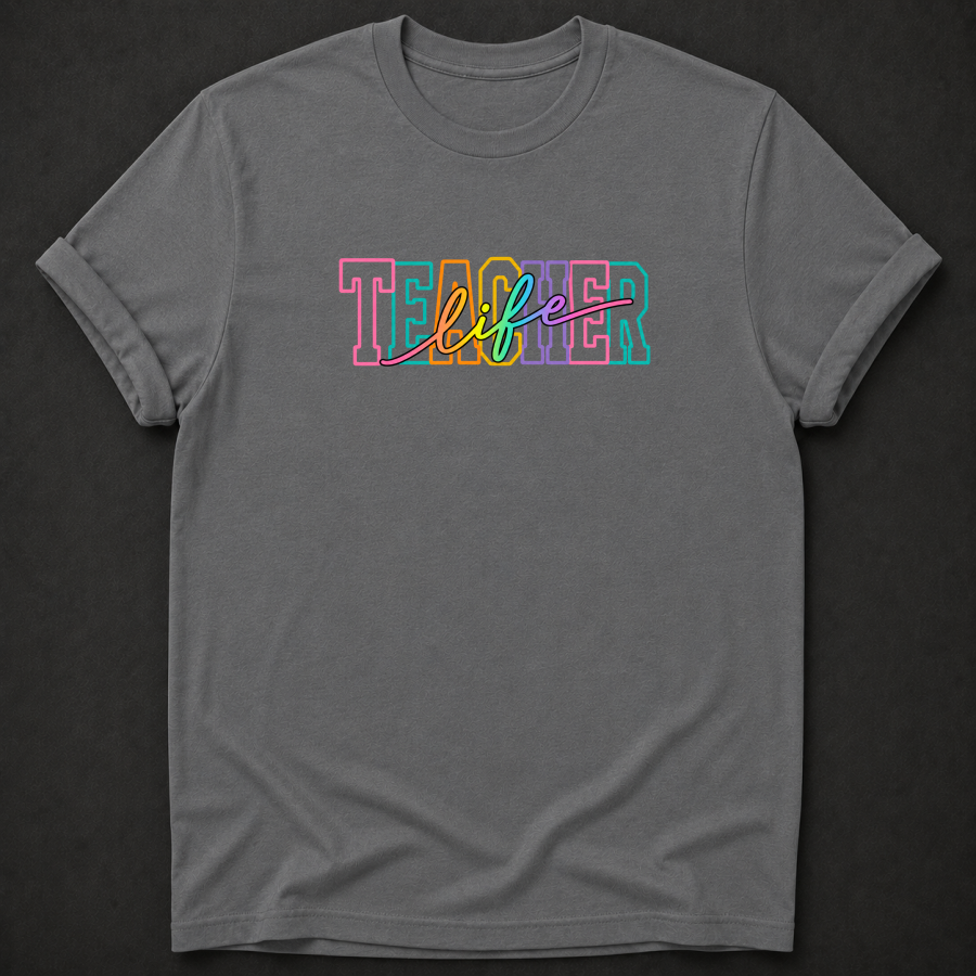 Teacher Life T-Shirt - Colorful Retro Teacher Graphic Tee