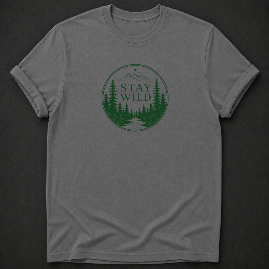 Stay Wild T-Shirt - Forest Mountain Outdoor Graphic Tee