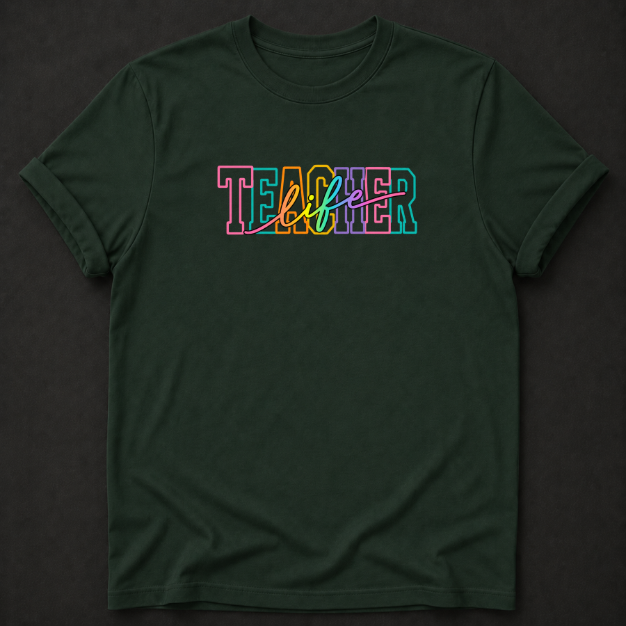 Teacher Life T-Shirt - Colorful Retro Teacher Graphic Tee