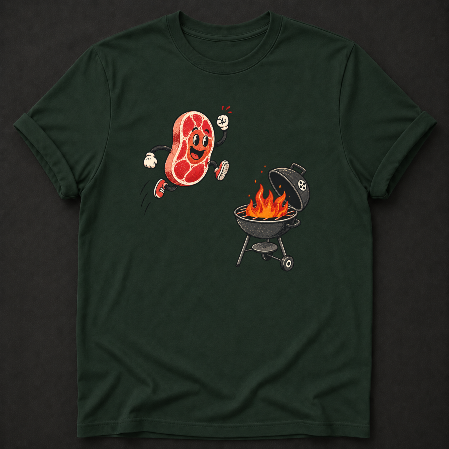 Running to the Grill Tee — Funny BBQ & Grilling Shirt