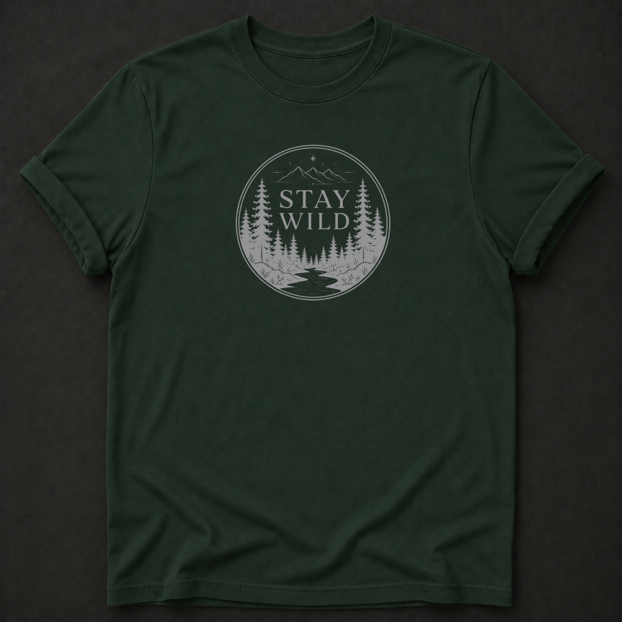 Stay Wild T-Shirt - Forest Mountain Outdoor Graphic Tee