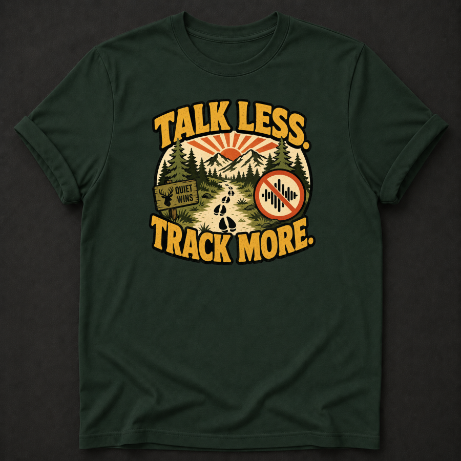 Talk Less Track More T-Shirt - Funny Hunting Tracking Graphic Tee
