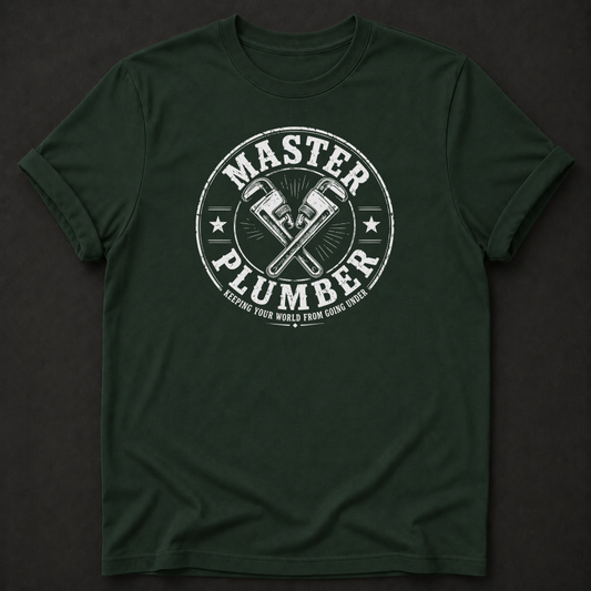 Master Plumber T-Shirt - Keeping Your World From Going Under