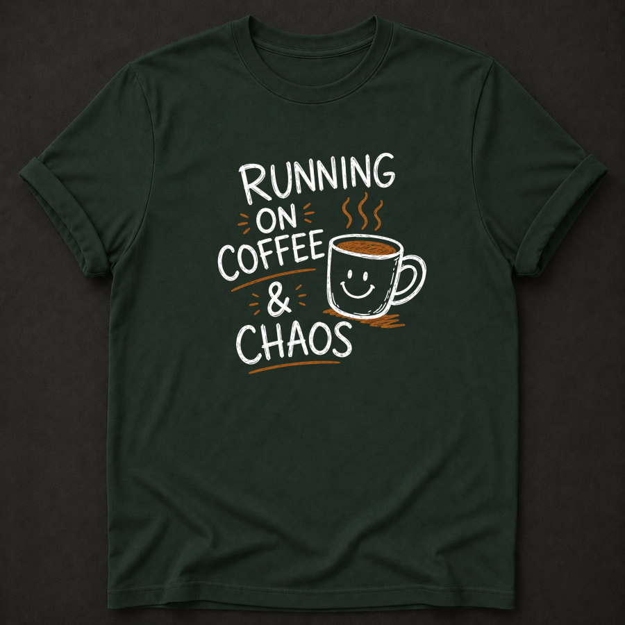 Running On Coffee & Chaos T-Shirt - Funny Coffee Graphic Tee