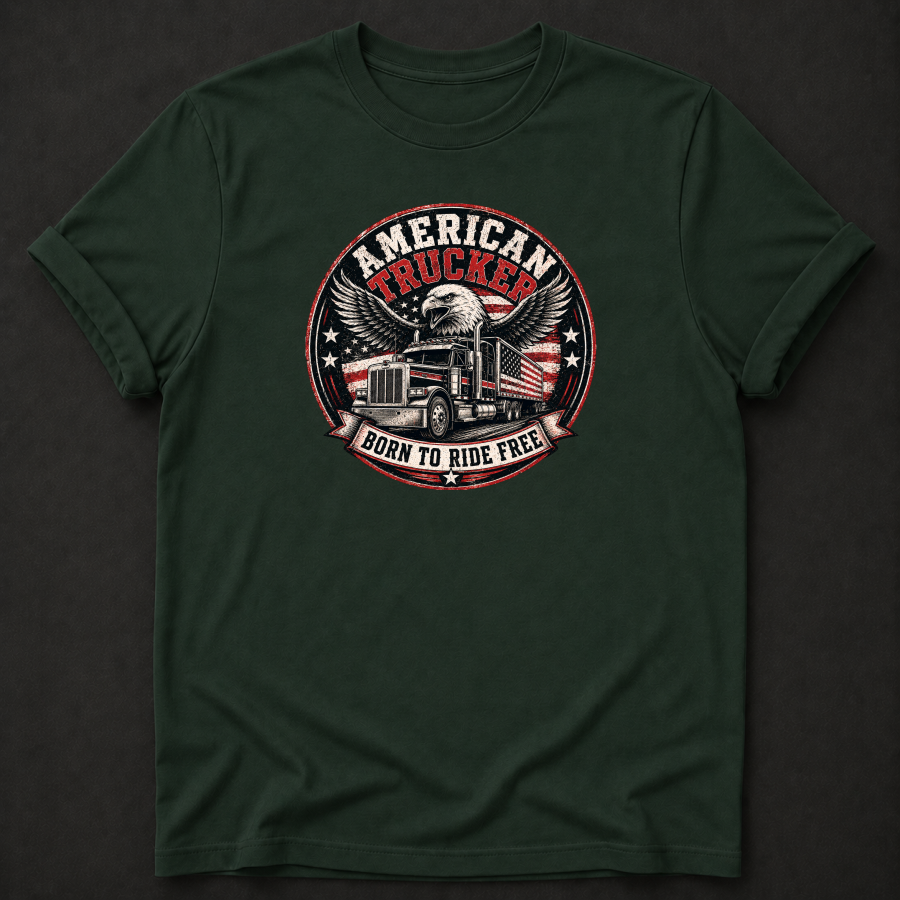 American Trucker T-Shirt - Born To Ride Free trucker apparel