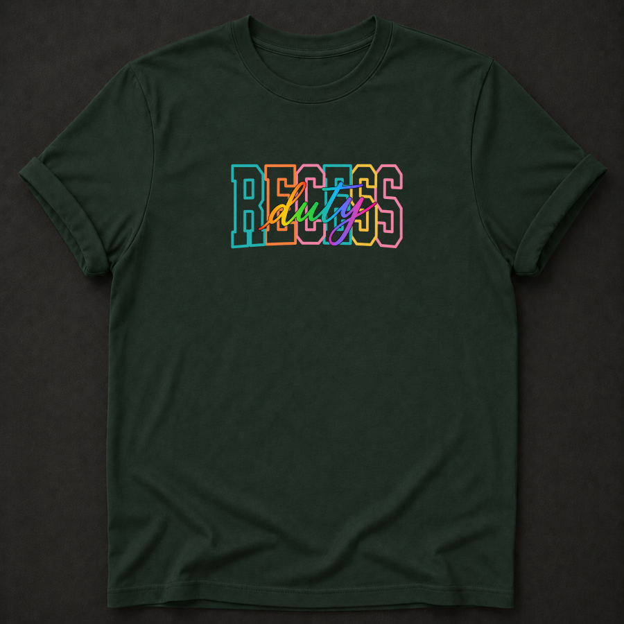 Recess Duty T-Shirt - Colorful Retro Teacher Graphic Tee