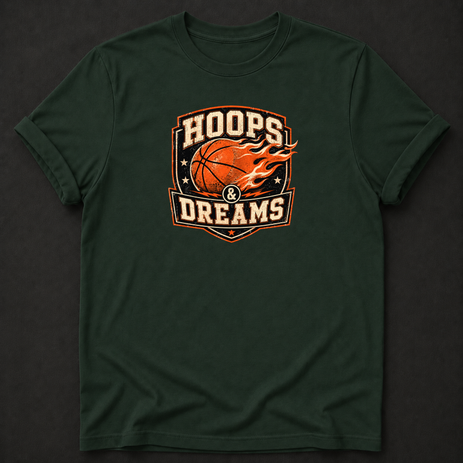 Hoops & Dreams Basketball T-Shirt – Vintage Retro Basketball Tee
