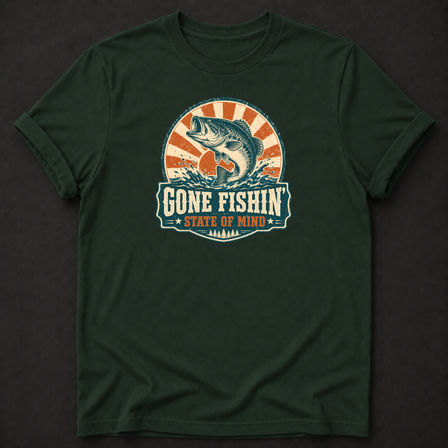 Gone Fishin' State of Mind T-Shirt – Vintage Retro Fishing Tee