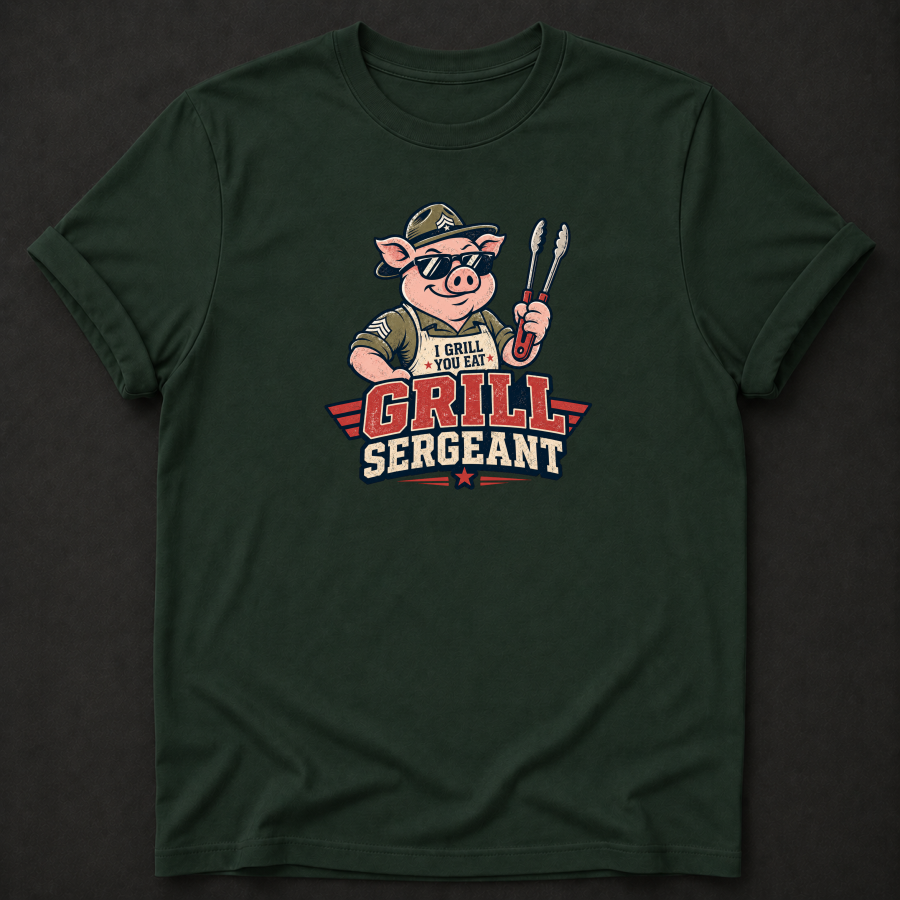 Grill Sergeant BBQ T-Shirt – Funny Grill Master Pig Shirt