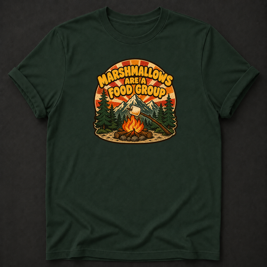 Marshmallows Are A Food Group T-Shirt - Funny Camping Campfire Graphic Tee
