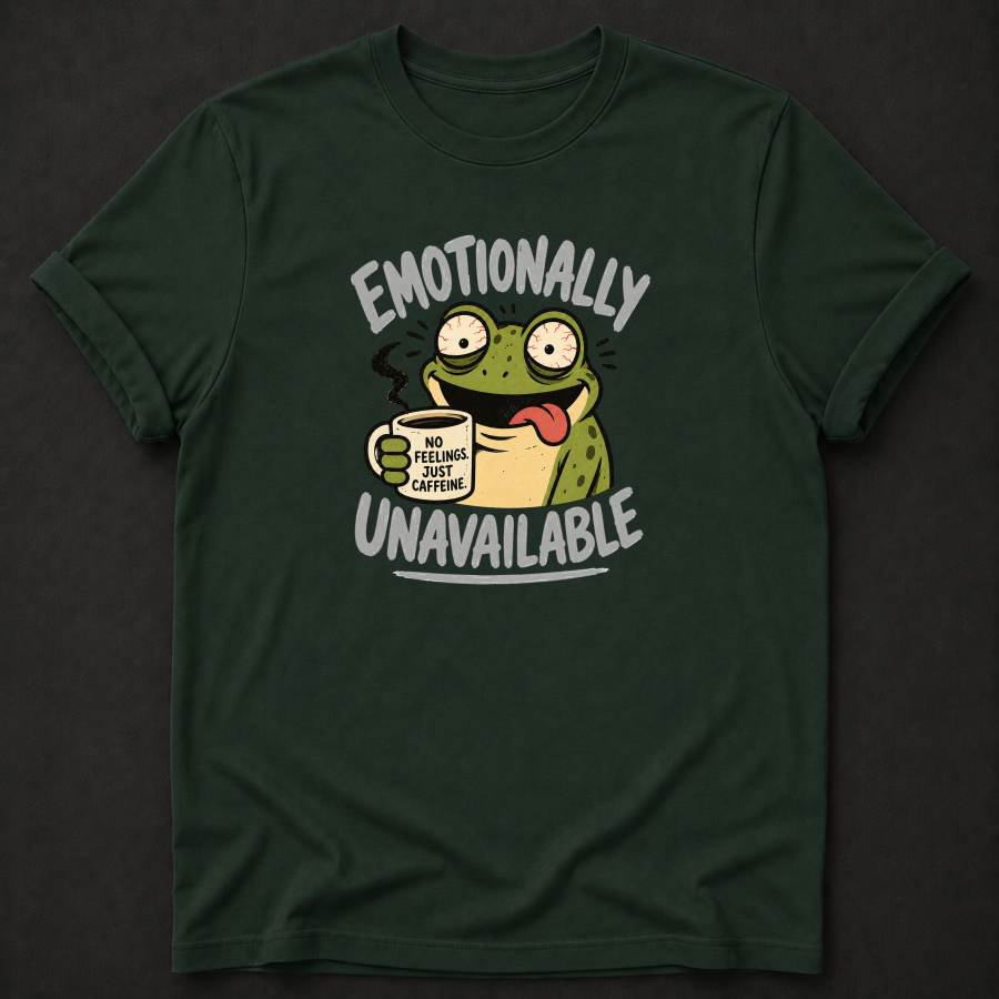 Emotionally Unavailable Frog T-Shirt – Funny Coffee Lover Tee