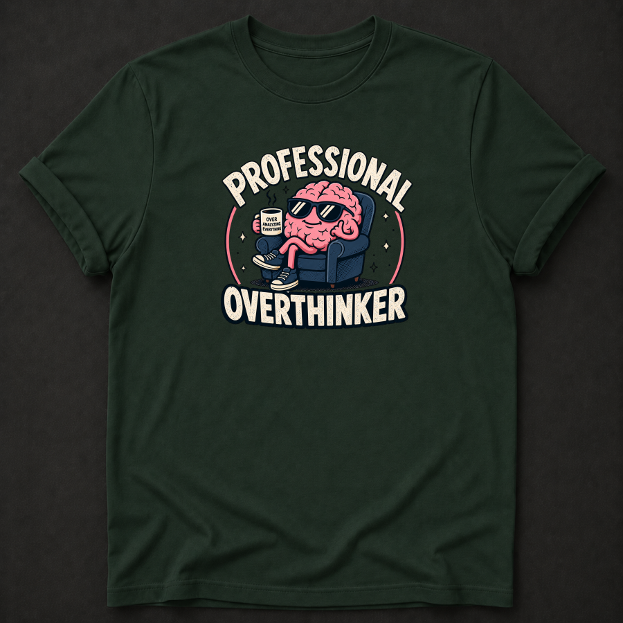 Professional Overthinker T-Shirt – Funny Sarcastic Brain Tee
