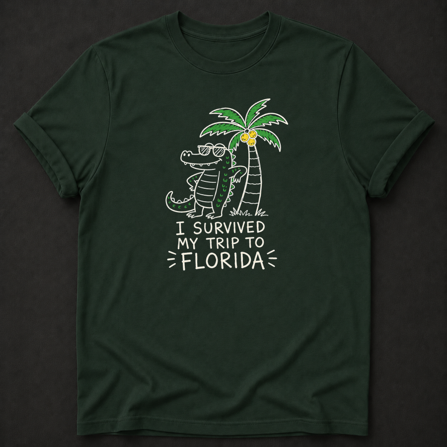 I Survived My Trip To Florida T-Shirt - Funny Alligator Florida Graphic Tee
