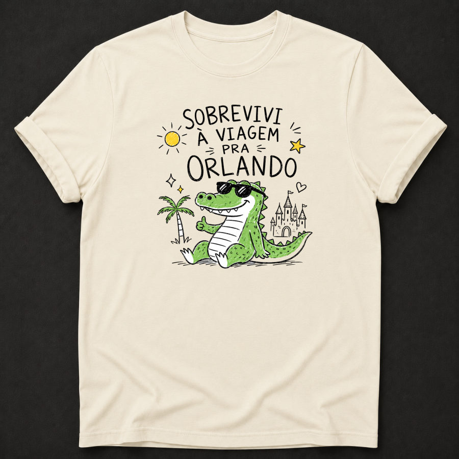 Sobrevivi à Viagem Pra Orlando T-Shirt - Camiseta Engraçada Jacaré Orlando
