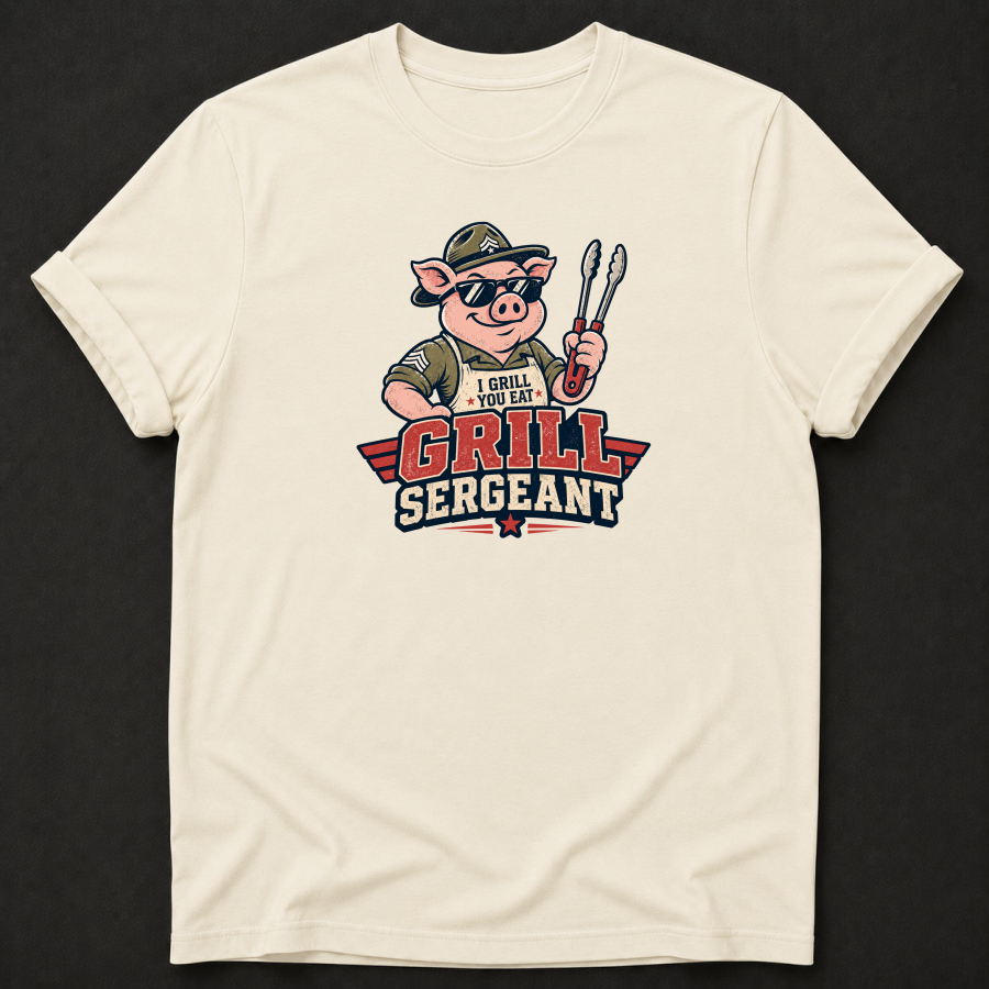 Grill Sergeant BBQ T-Shirt – Funny Grill Master Pig Shirt