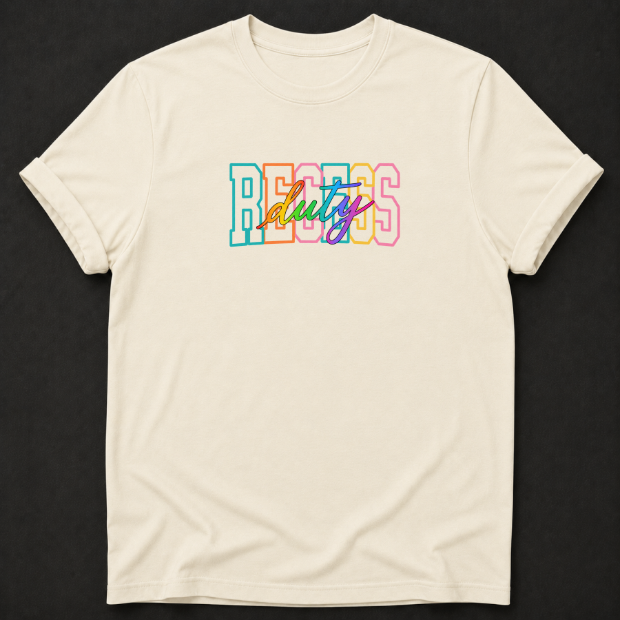 Recess Duty T-Shirt - Colorful Retro Teacher Graphic Tee