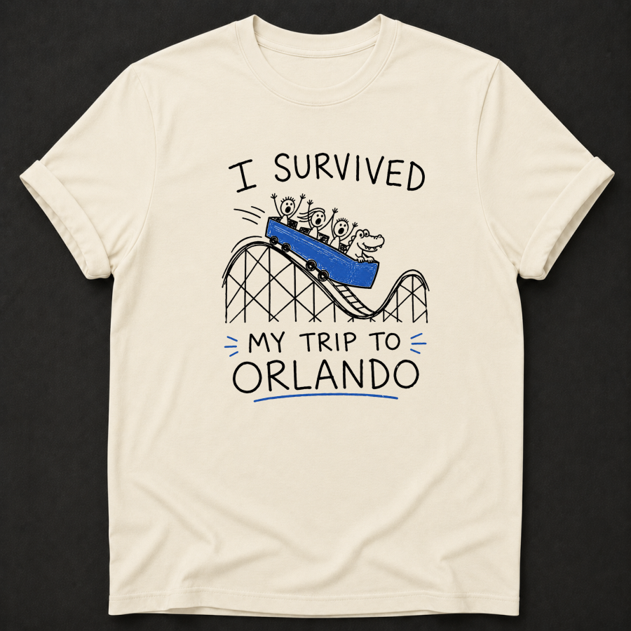 I Survived My Trip To Orlando T-Shirt - Funny Roller Coaster Orlando Graphic Tee