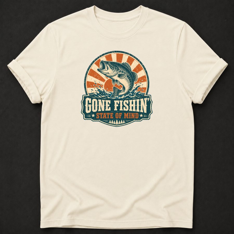 Gone Fishin' State of Mind T-Shirt – Vintage Retro Fishing Tee