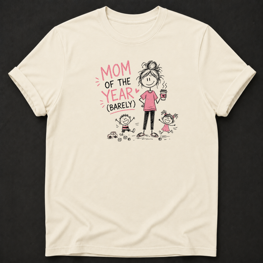 Mom Of The Year Barely T-Shirt - Funny Mom Life Graphic Tee