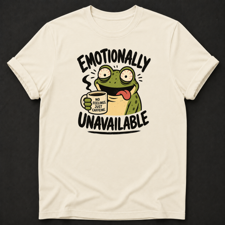 Emotionally Unavailable Frog T-Shirt – Funny Coffee Lover Tee