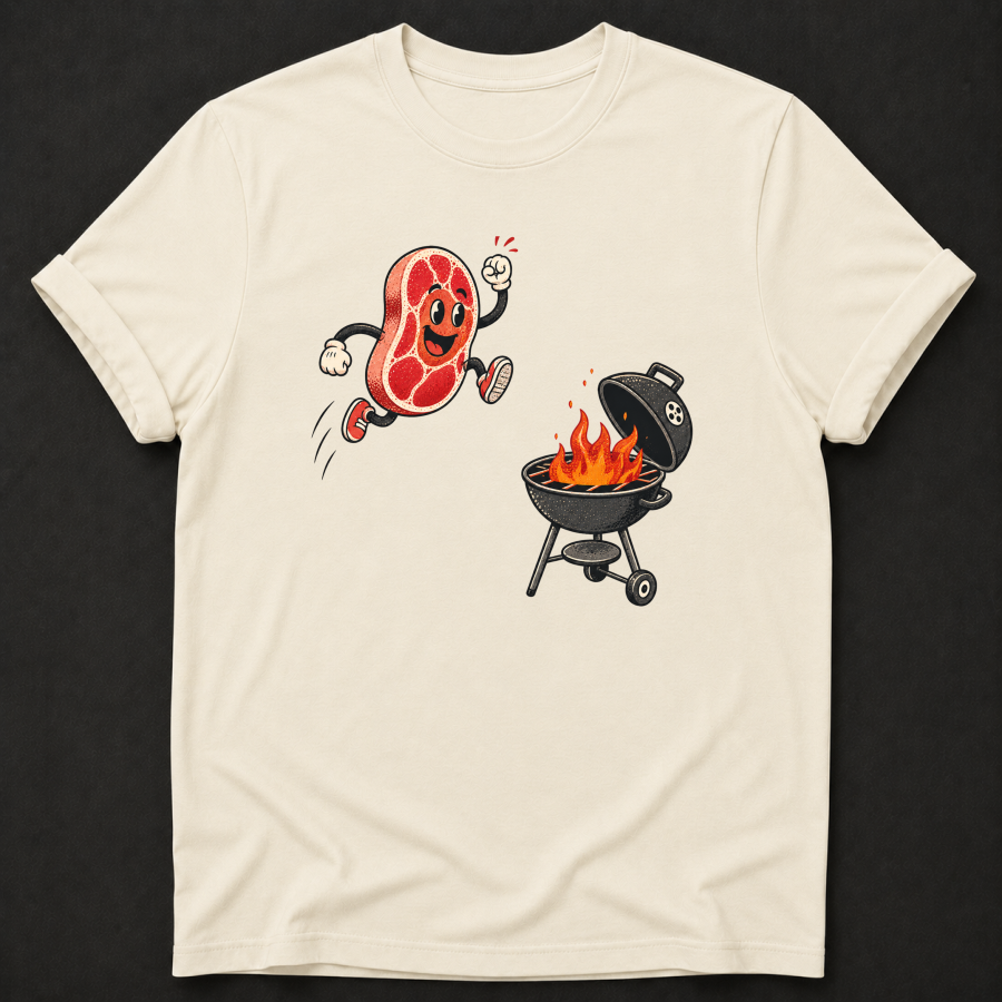 Running to the Grill Tee — Funny BBQ & Grilling Shirt
