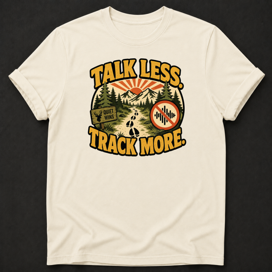 Talk Less Track More T-Shirt - Funny Hunting Tracking Graphic Tee