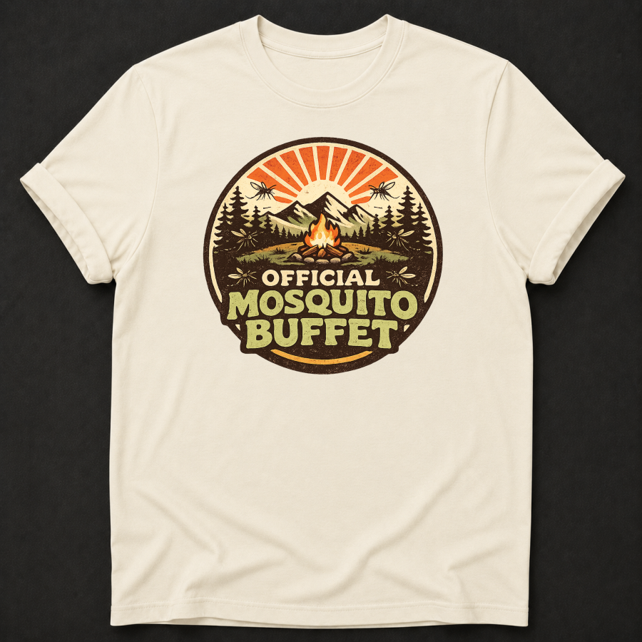 Official Mosquito Buffet T-Shirt - Funny Camping Campfire Graphic Tee