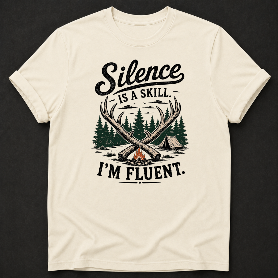 Silence Is A Skill I'm Fluent T-Shirt - Funny Camping Outdoor Graphic Tee