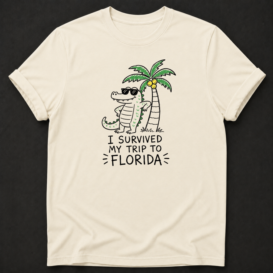 I Survived My Trip To Florida T-Shirt - Funny Alligator Florida Graphic Tee
