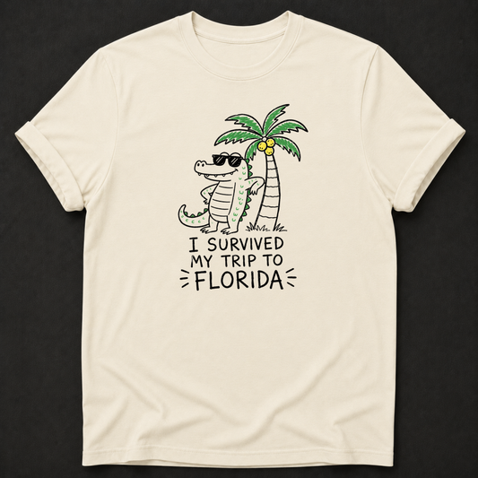 I Survived My Trip To Florida T-Shirt - Funny Alligator Florida Graphic Tee