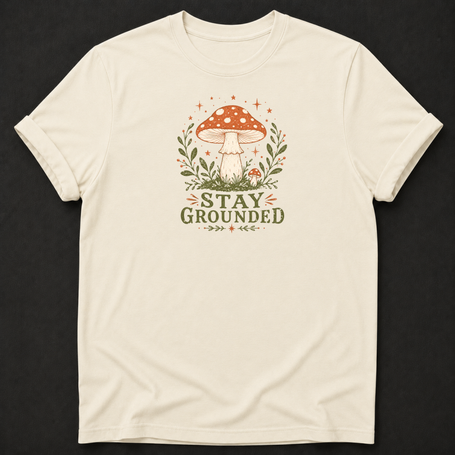 Stay Grounded T-Shirt - Mushroom Botanical Wellness Graphic Tee