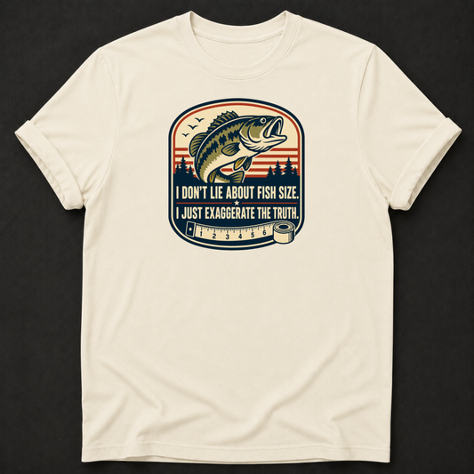 I Don't Lie About Fish Size T-Shirt - Funny Bass Fishing Graphic Tee