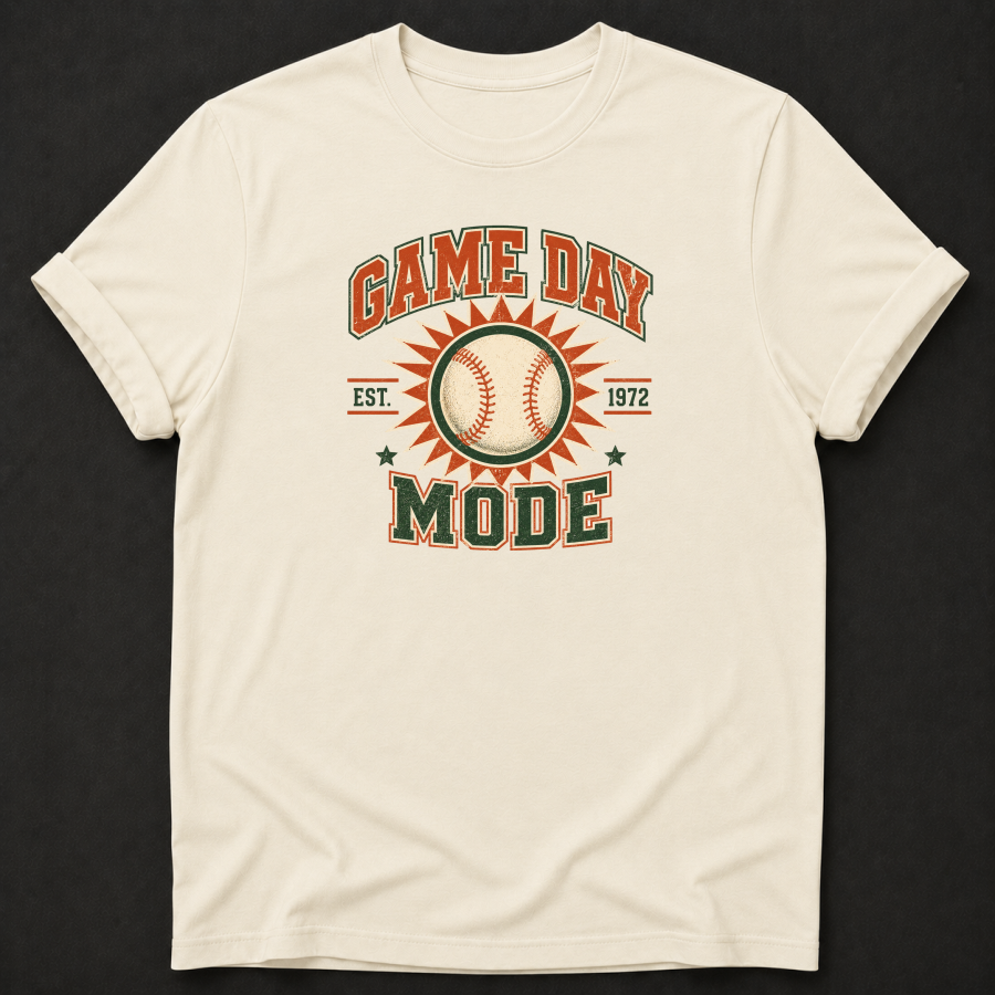 Game Day Mode Baseball T-Shirt – Vintage Retro Baseball Tee