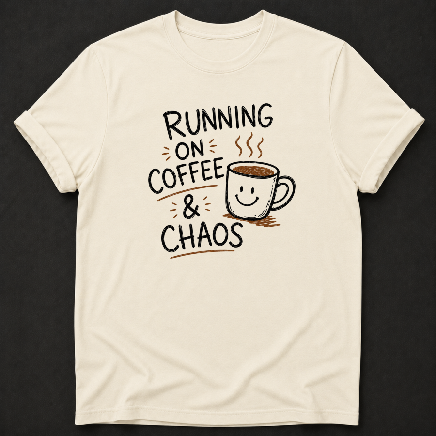 Running On Coffee & Chaos T-Shirt - Funny Coffee Graphic Tee