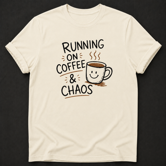Running On Coffee & Chaos T-Shirt - Funny Coffee Graphic Tee