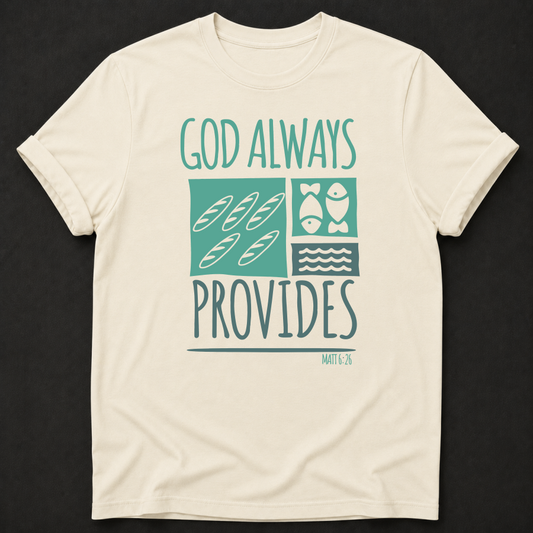 God Always Provides Tee - Matthew 6:26 Christian apparel