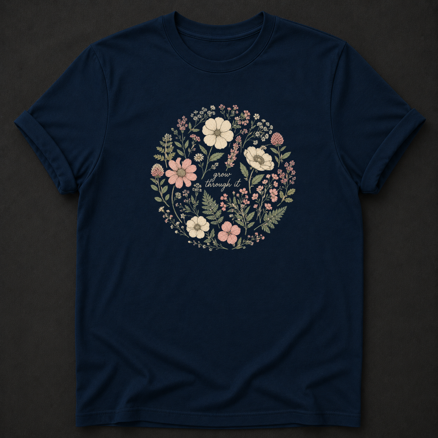 Grow Through It T-Shirt - Floral Botanical Wellness Graphic Tee