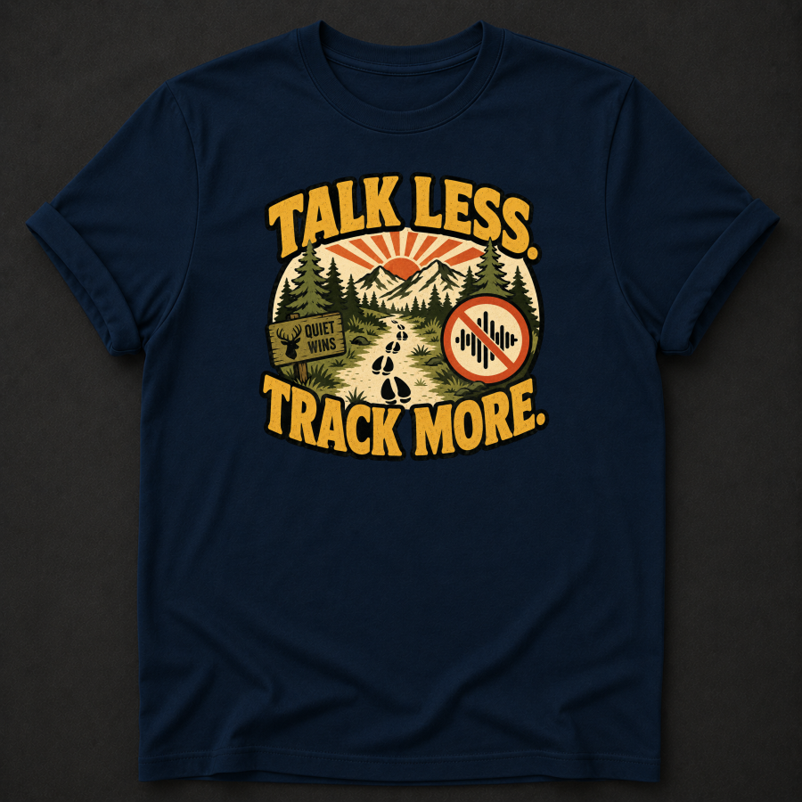 Talk Less Track More T-Shirt - Funny Hunting Tracking Graphic Tee