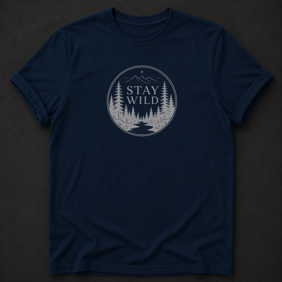 Stay Wild T-Shirt - Forest Mountain Outdoor Graphic Tee