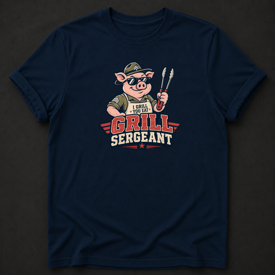 Grill Sergeant BBQ T-Shirt – Funny Grill Master Pig Shirt