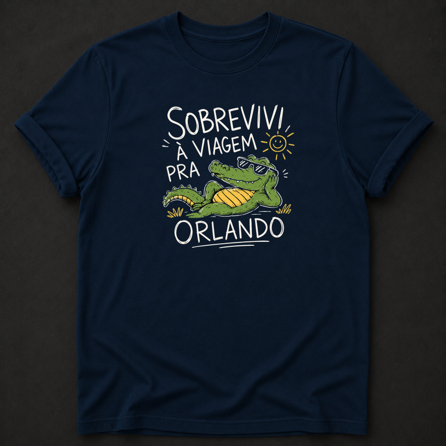 Sobrevivi à Viagem Pra Orlando T-Shirt - Camiseta Engraçada Jacaré Orlando