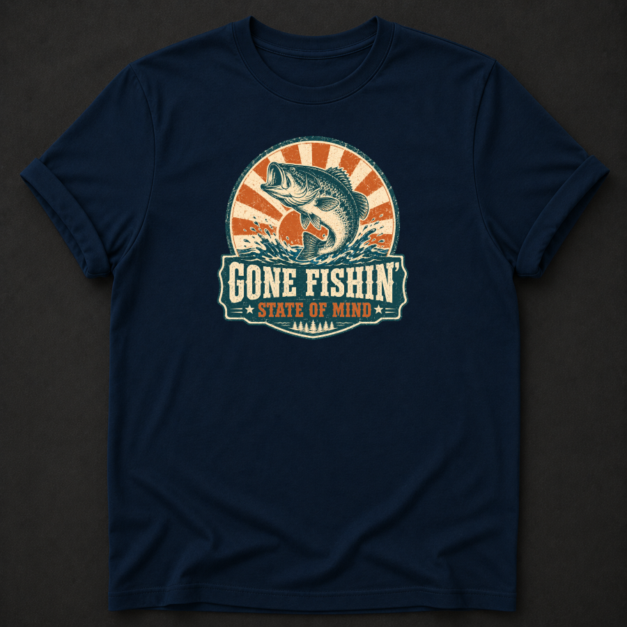 Gone Fishin' State of Mind T-Shirt – Vintage Retro Fishing Tee